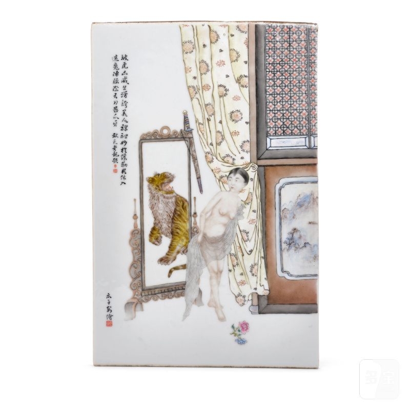 民國 彩繪人物故事圖瓷板 | A POLYCHROME ENAMELED PORCELAIN PLAQUE